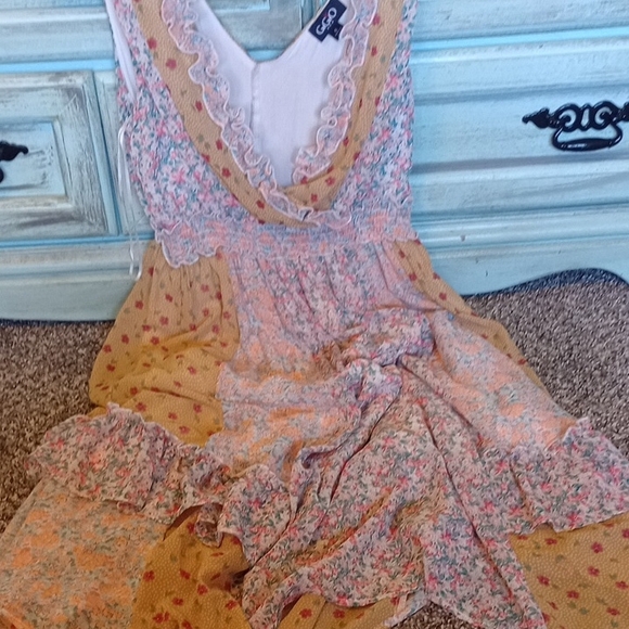 Floral Midi Dress in Pink and Yellow - Picture 1 of 2